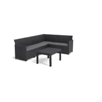 Keter Marie Hoek Loungeset + Orlando Tafel - 6 personen - Grijs