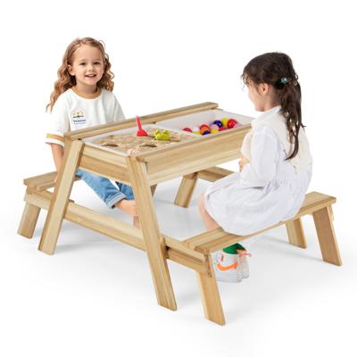 4-in-1 Kinderzitjeset Met Moddertafel Houten Picknicktafel
