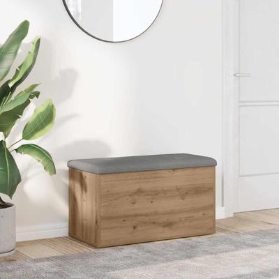Opbergbankje 82x42x45 cm bewerkt hout artisanaal eikenkleur