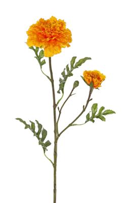 Afrikaantje tagetes erecta , 2 bloemen kunstbloem zijde nepbloem - Driesprong collection