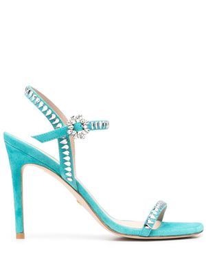 Stuart Weitzman sandales strassées à bout ouvert - Bleu