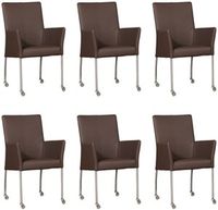 Set van 6 Bruine leren moderne eetkamerstoelen Comfort - Toledo Leer Espresso (bruin leer)