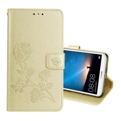 Voor Huawei mate 10 Lite Rose reliëf horizontale Flip milieu PU lederen draagtas met houder & kaartsleuven & portemonnee (goud)