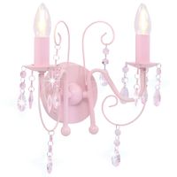 Wandlamp met kralen 2 x E14 roze - thumbnail