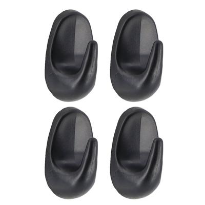 Plakhaakjes 4x stuks?- 3 x 2 x 4,5 cm - Zelfklevende ophang haakjes - kunststof - zwart - keuken