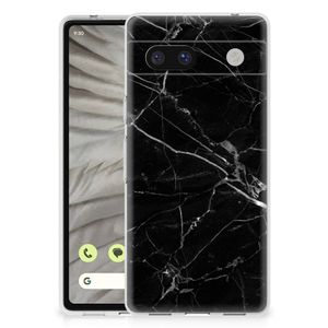 Google Pixel 7A TPU Siliconen Hoesje Marmer Zwart - Origineel Cadeau Vader