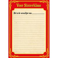 6x Sinterklaas versiering verlanglijstje + kleurplaat  van papier pakjesavond   -