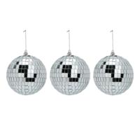 Disco kerstbal - 3x - zilver - D11 cm - glas/foam - discobal/discobol - kerstversiering