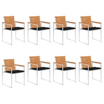 Tuinstoelen 8 st met kussens massief acaciahout