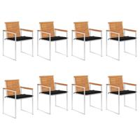 Tuinstoelen 8 st met kussens massief acaciahout