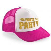 Foute Party gouden letters snapback cap/ truckers petje roze voor dames en heren - Verkleedhoofddeksels