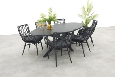 Jasmine/Ventaro ovale tuinset 240x115 cm. - Antraciet/Zwart