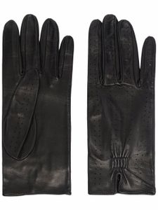 Manokhi gants en cuir à design perforé - Noir