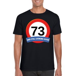 Verkeersbord 73 jaar t-shirt zwart heren