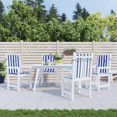 VidaXL Stoelkussens 4 st lage rug gestreept stof wit en blauw