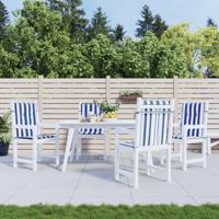 VidaXL Stoelkussens 4 st lage rug gestreept stof wit en blauw