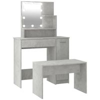 The Living Store Kaptafelset Betongrijs - Hout - Acryl - 86.5 x 35 x 136 cm - Met LED-verlichting