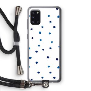 Blauwe stippen: Samsung Galaxy A31 Transparant Hoesje met koord