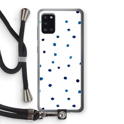 Blauwe stippen: Samsung Galaxy A31 Transparant Hoesje met koord