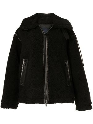 Juun.J manteau oversize en peau lainée artificielle - Noir