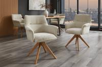 Bureaustoel LE GRAND beige chenille naturel massief eikenhout met armleuning - 47475