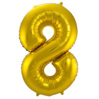 Folie ballon van cijfer 8 in het goud 86 cm   -