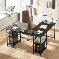 Bureau L-vorm, Omkeerbaar Hoekbureau met 4 Planken, Gaming Computertafel Hoektafel voor Thuiskantoor 151 x 151 x 75 cm
