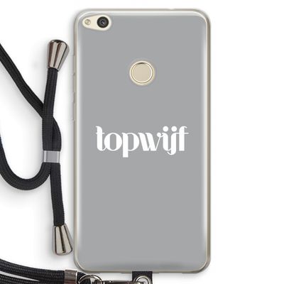 Topwijf Grijs Wit: Huawei Ascend P8 Lite (2017) Transparant Hoesje met koord