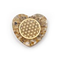 Orgoniet Hart Labradoriet met Koperen Flower of Life - thumbnail