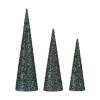 Decoratie Kerstmis Kegels Pailletten Blauw Gouden Plastic