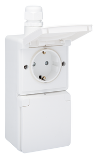 Niko Hydro stopcontact 2-voudig met randaarde verticaal waterdicht wit