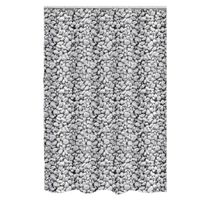 MSV Douchegordijn met ringen - grijs - kiezels print - Polyester - 180 x 200 cm - wasbaar   -