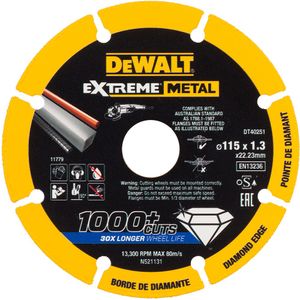DeWalt Accessoires EXTREME METAL doorslijpschijf metaal 115x22.23x1.3mm - DT40251-QZ - DT40251-QZ