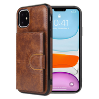 iPhone SE 2022 hoesje - Backcover - Pasjeshouder - Portemonnee - Kunstleer - Bruin - thumbnail