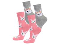 Soxo 2 paar sokken met paasmotieven (roze/grijs, 36-40)