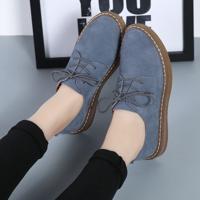 Suede platte bodem Lace-up slijtage resistente mode casual schoenen voor vrouw (kleur: blauw maat: 39)