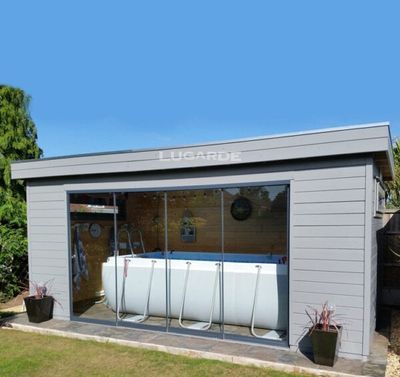 Lugarde PR21 Tuinhuis 540x300 cm 44 mm vurenhout blank- Plat dak- Hout- Lugarde