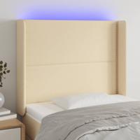 Hoofdbord LED 103x16x118/128 cm stof crèmekleurig