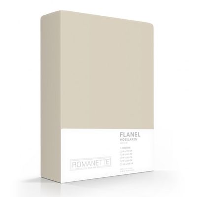 Flanellen Hoeslaken Zand Romanette-160 x 200 cm