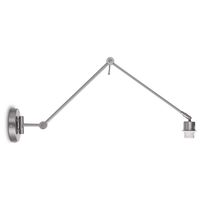 Moderne wandlamp Shift voor lampenkap, 70-70-32cm, Geborsteld-staal, wandlamp met-verstelbare-arm-van, Metaal, geschikt-voor-E27-LED-lichtbron, voor-lampenkap-met-doorsnede-max., 20cm