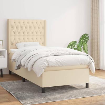 Boxspring met matras stof crèmekleurig 90x190 cm