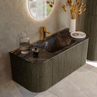 Badmeubel Mondiaz Kurve-Dlux | 110 cm cm | Meubelkleur Shadow | Wastafelkleur Lava | Solid surface | Wasbak midden spoelbak | 1 kraangat