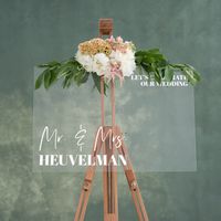 Transparant welkomstbord bruiloft mr. en mrs. - thumbnail