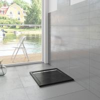 Douchebak Mat Zwart Natuursteen Look Daisy Vierkant 80X80 Polystone (Exclusief Sifon) - thumbnail