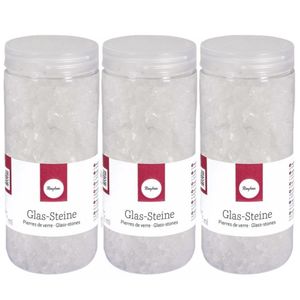 3x potjes transparante decoratie steentjes glas 475 ml