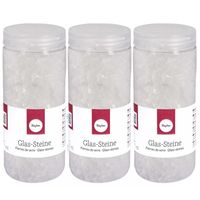 3x potjes transparante decoratie steentjes glas 475 ml