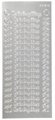 Creotime stickers Sølvbryllup 10 x 23 cm zilver