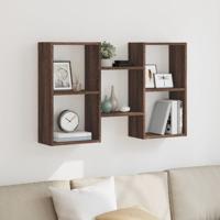 Wandschap 96x18x60 cm bewerkt hout bruin eikenkleurig - thumbnail