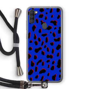 Blue Leopard: Samsung Galaxy A11 Transparant Hoesje met koord