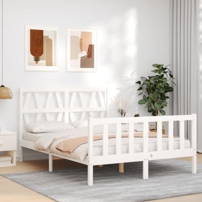 Bedframe zonder matras massief grenenhout wit 120x200 cm